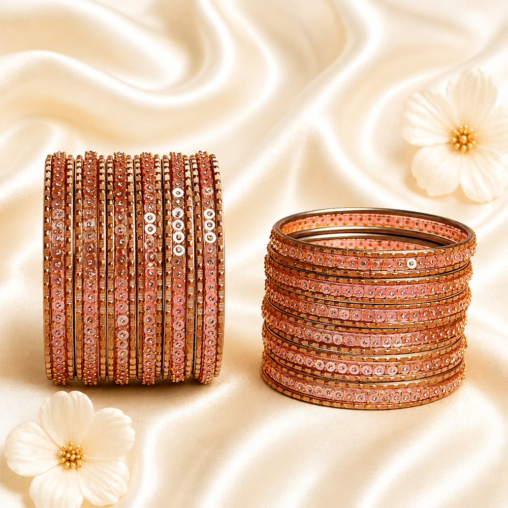 Glass Metal Bangle Set