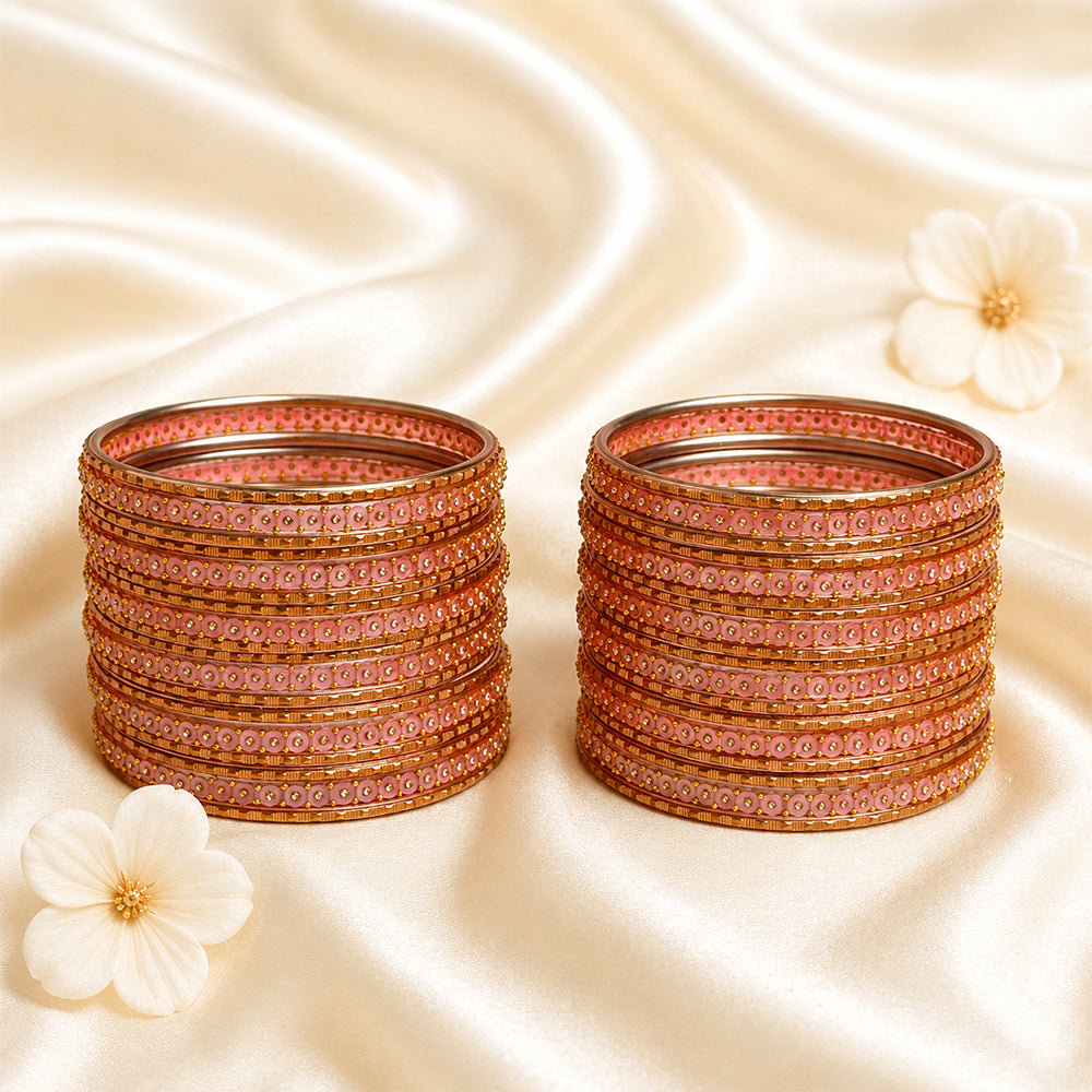 Glass Metal Bangle Set