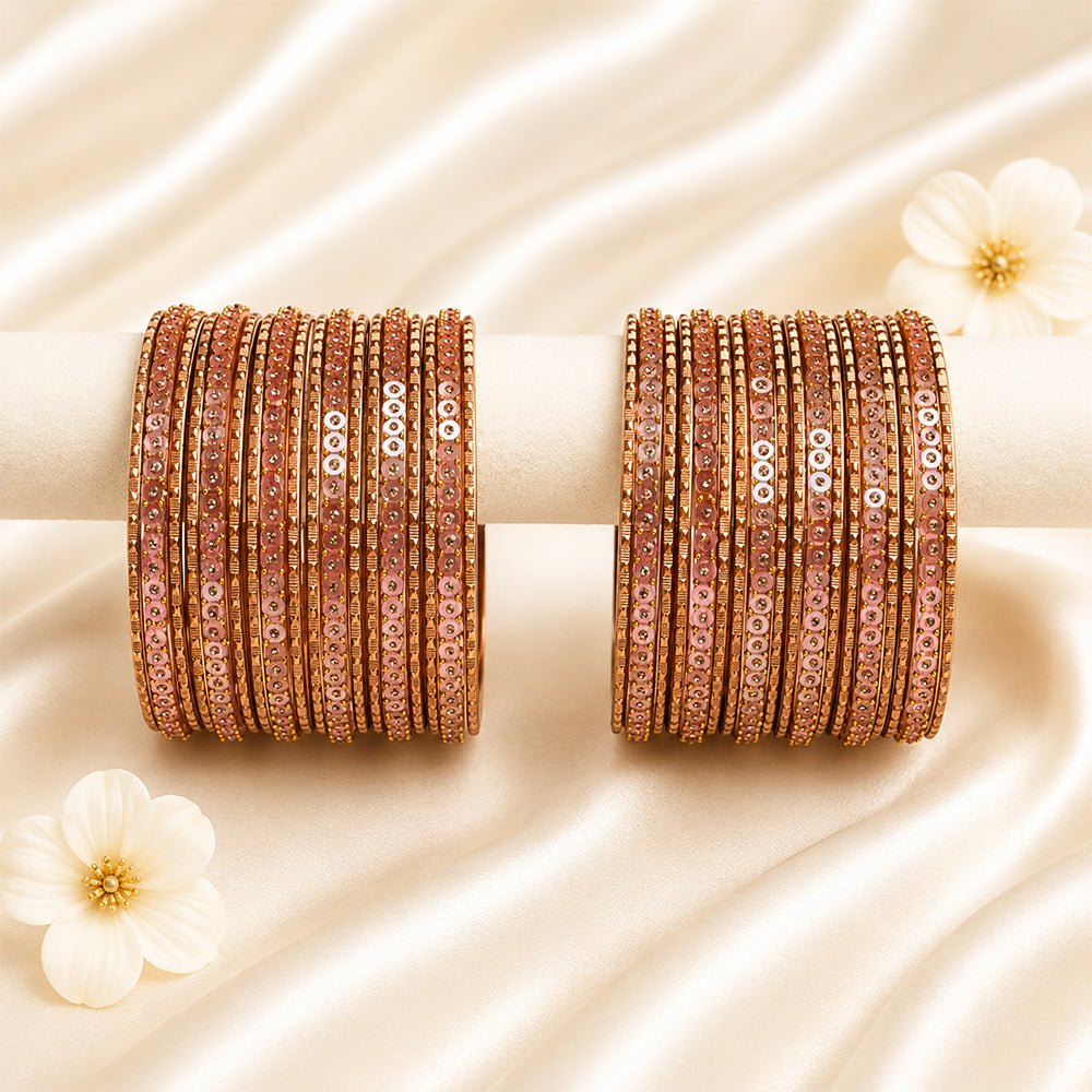 Glass Metal Bangle Set