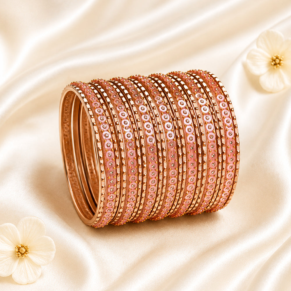 Glass Metal Bangle Set