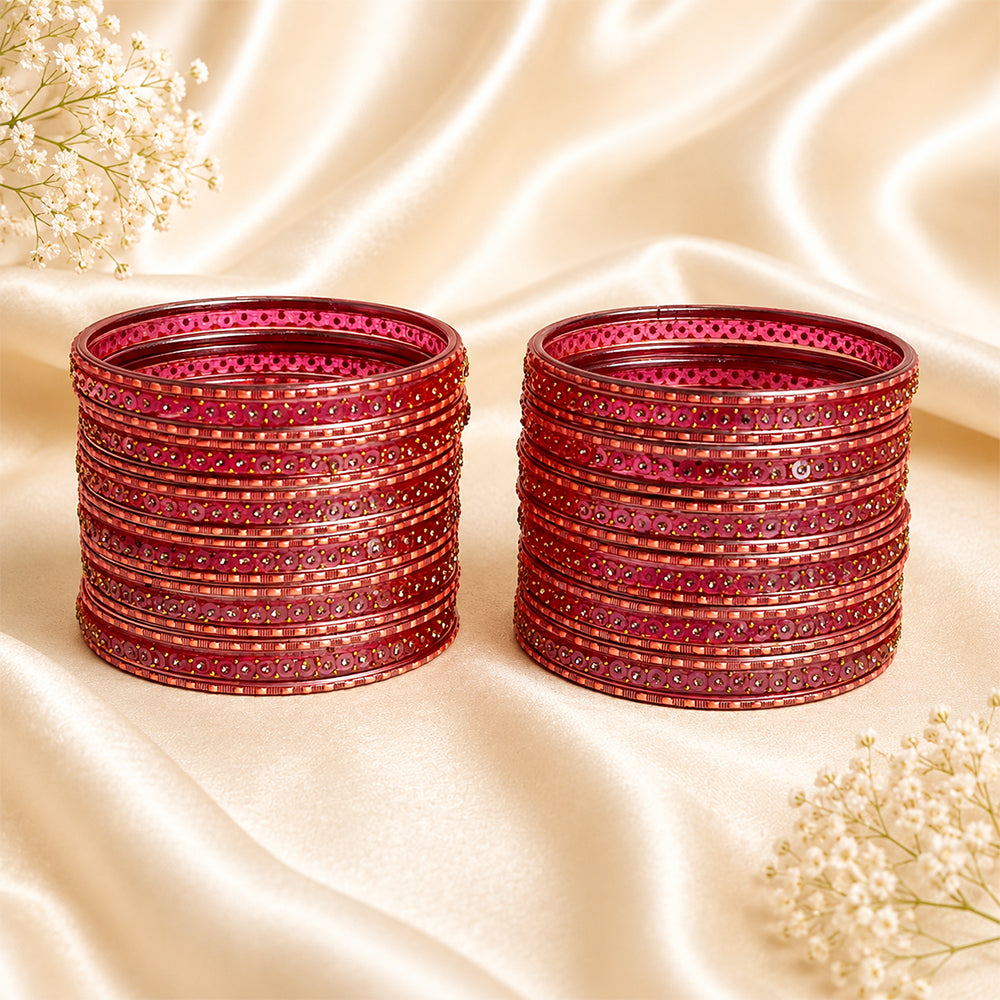 Glass Metal Bangle Set