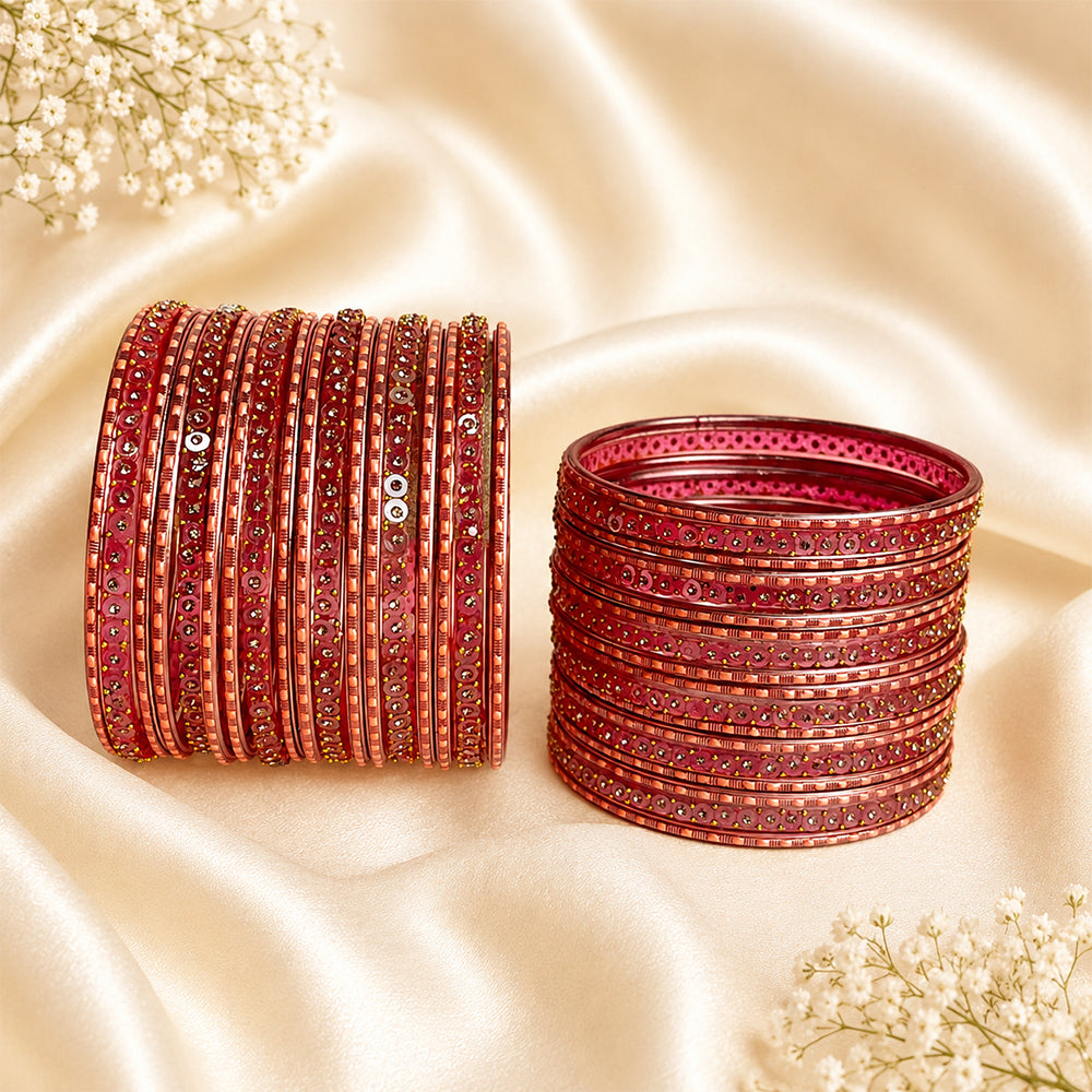 Glass Metal Bangle Set