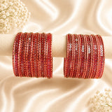 Glass Metal Bangle Set