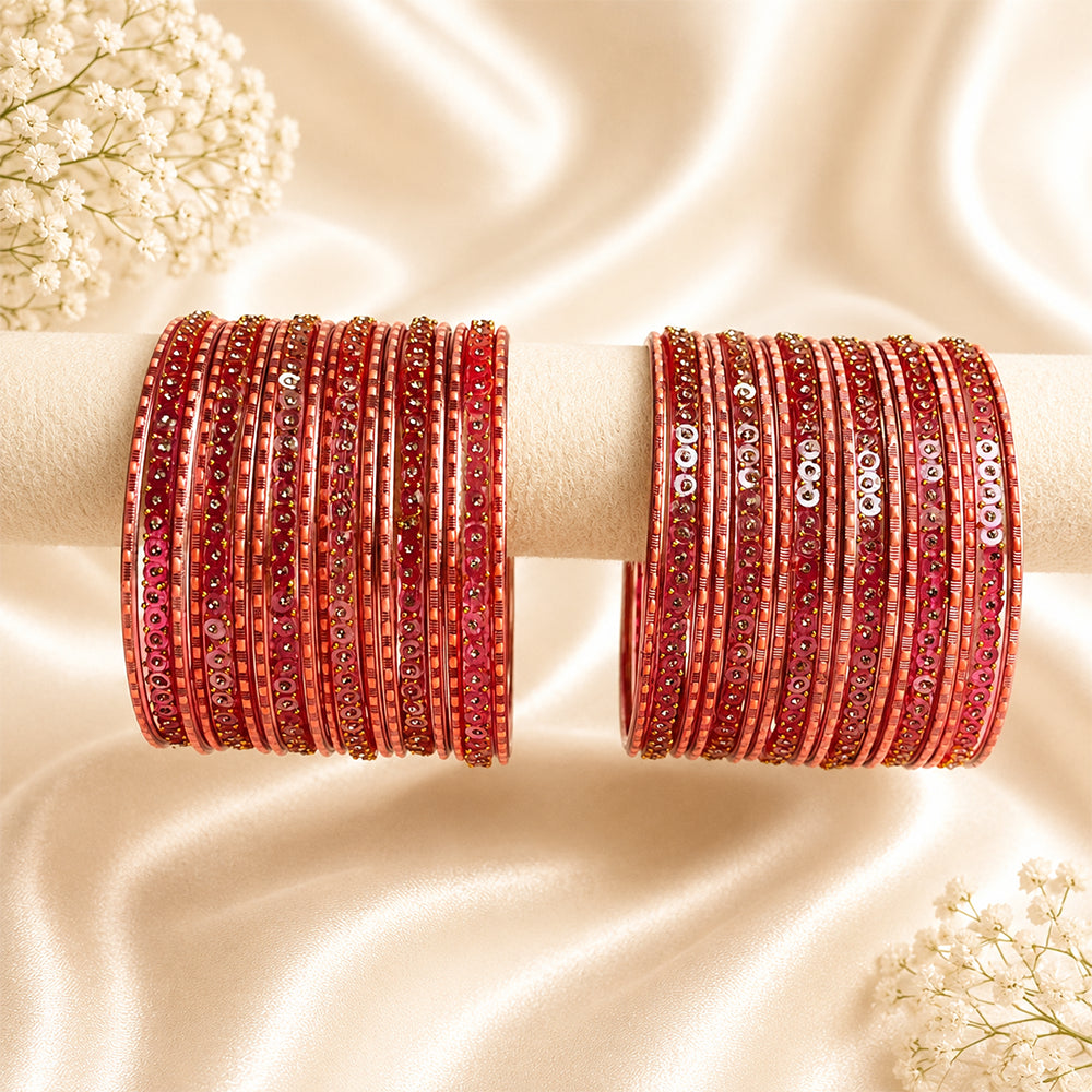 Glass Metal Bangle Set