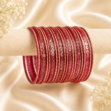 Glass Metal Bangle Set