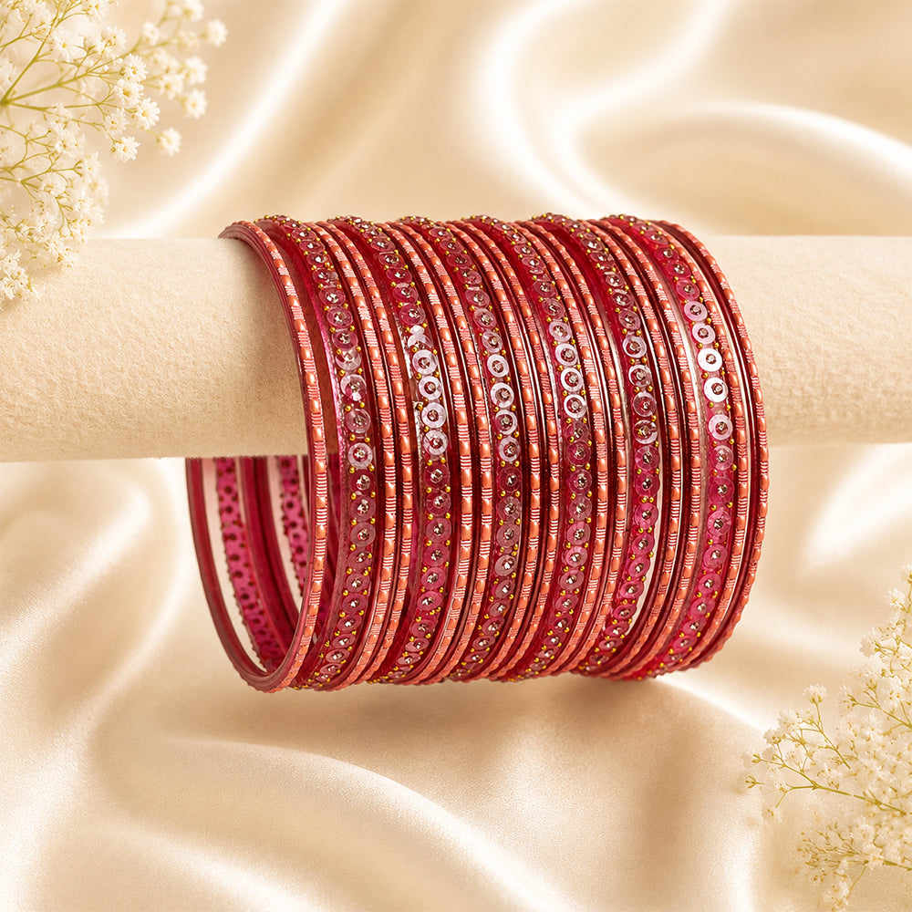 Glass Metal Bangle Set
