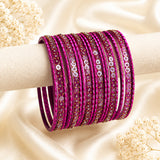 Glass Metal Bangle Set