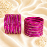 Glass Metal Bangle Set