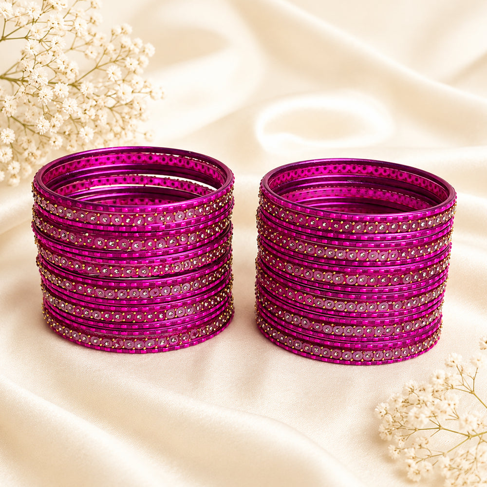 Glass Metal Bangle Set