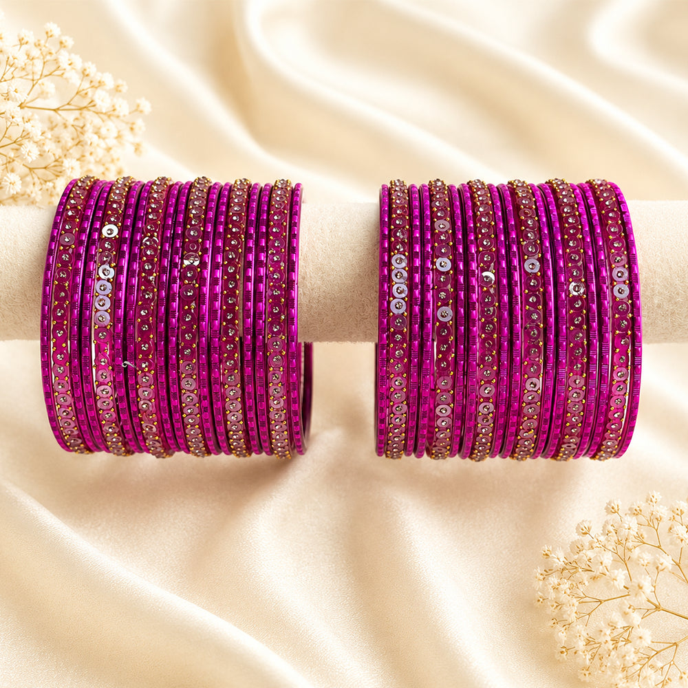 Glass Metal Bangle Set