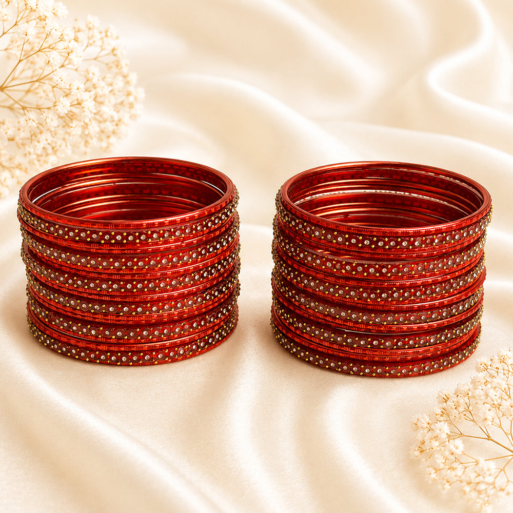 Glass Metal Bangle Set