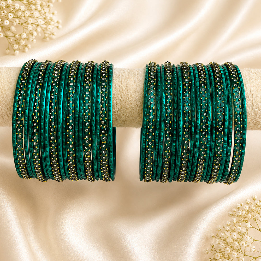 Glass Metal Bangle Set