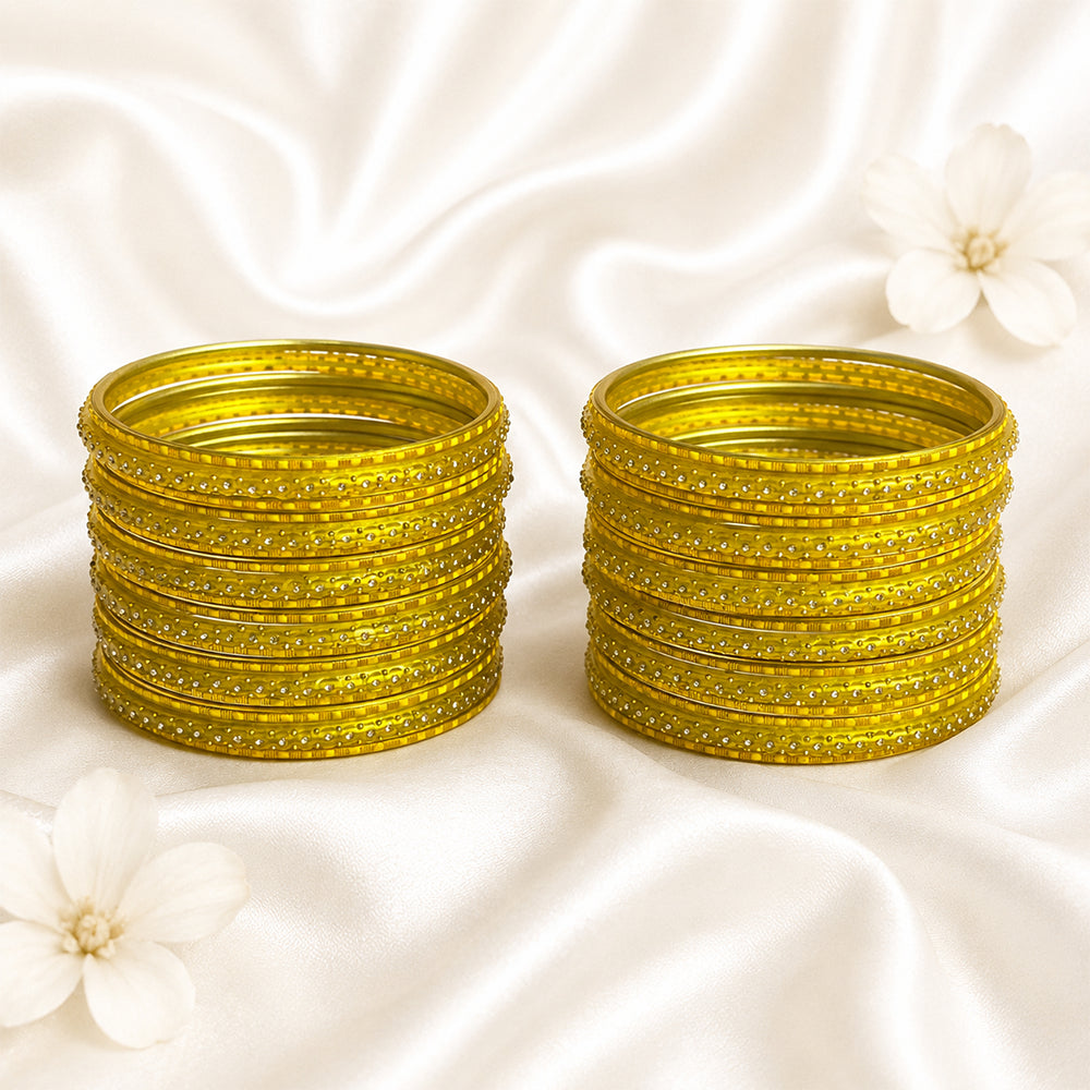 Glass Metal Bangle Set