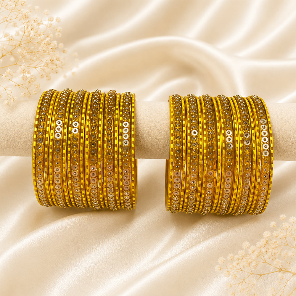 Glass Metal Bangle Set