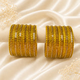 Glass Metal Bangle Set