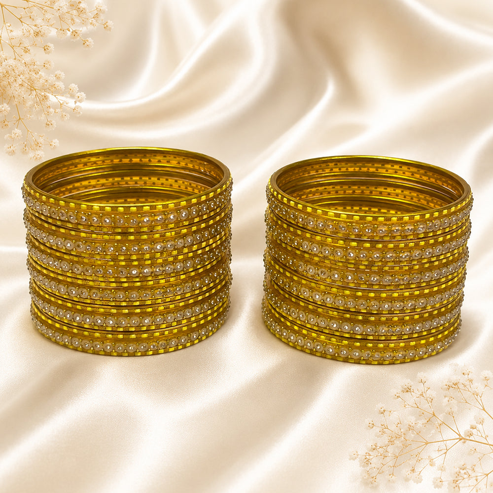 Glass Metal Bangle Set