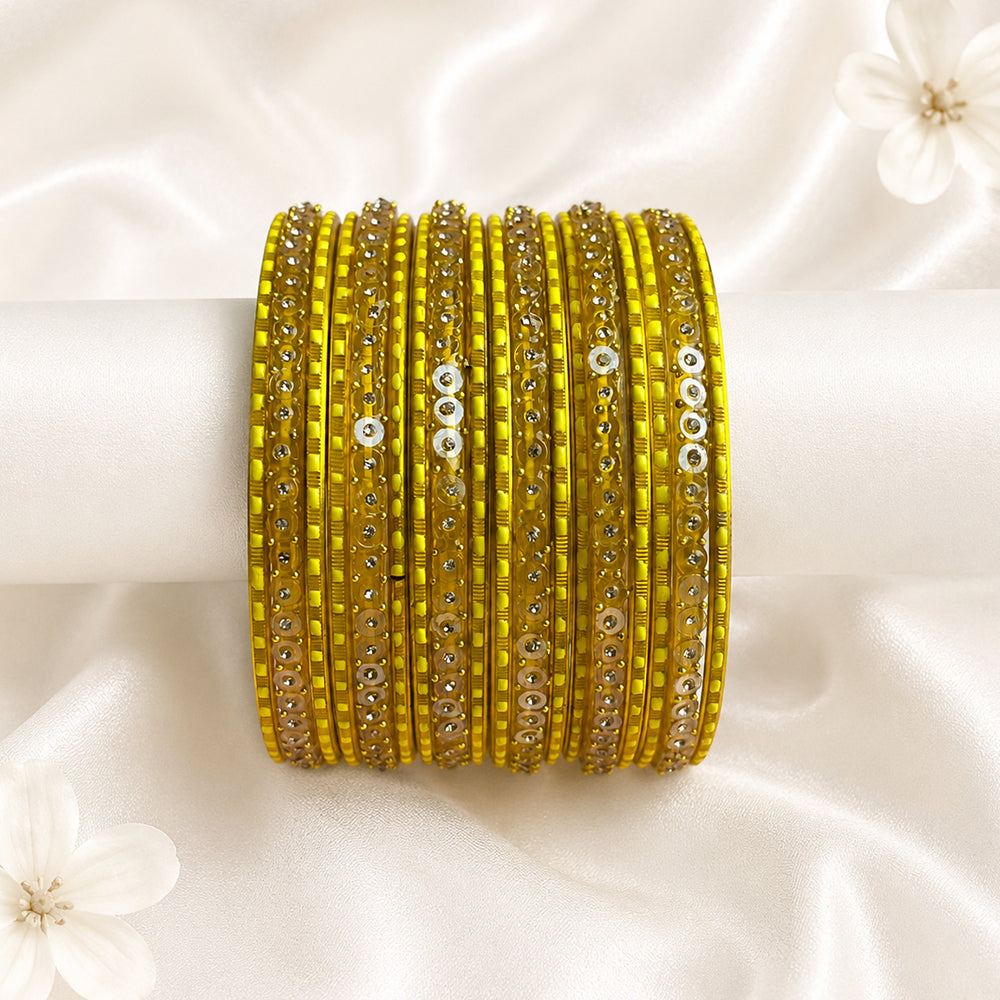 Glass Metal Bangle Set