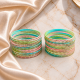 Golden Leaf Print Glass Bangle