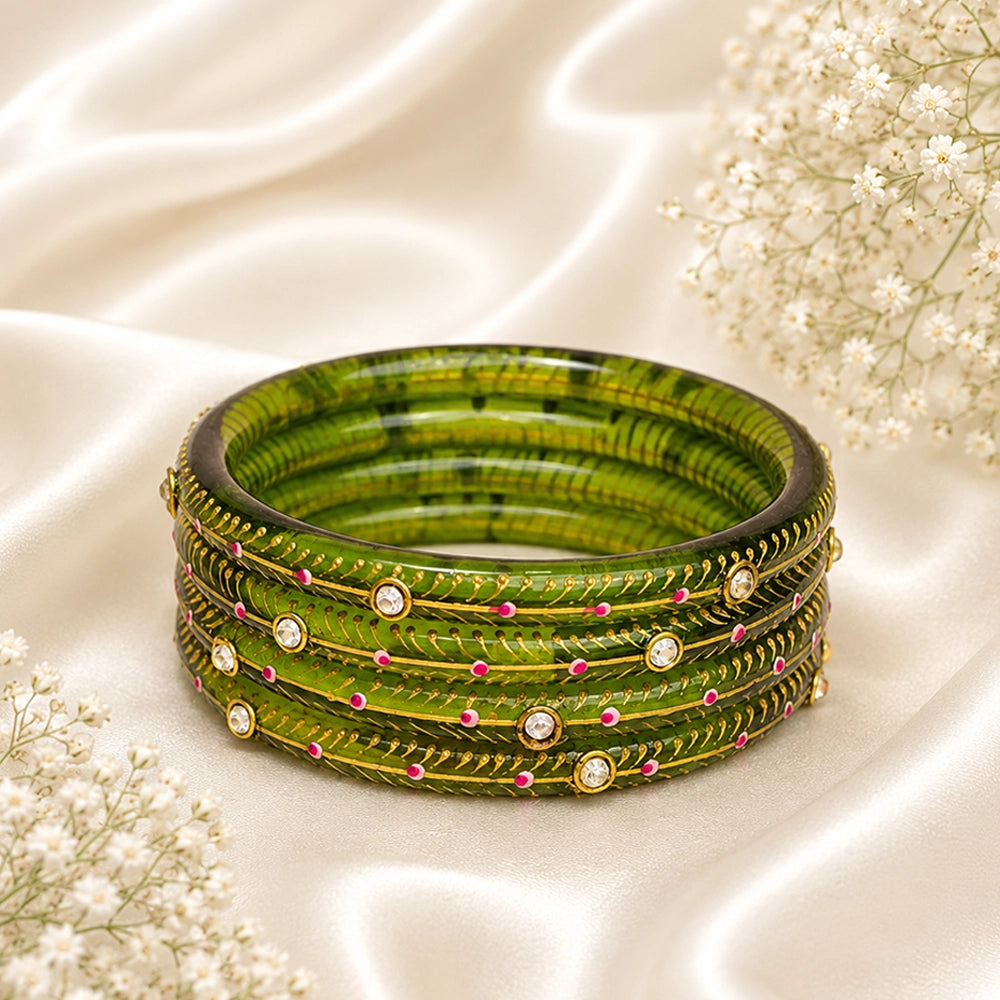 Kundan With Golden Line Glass Kada