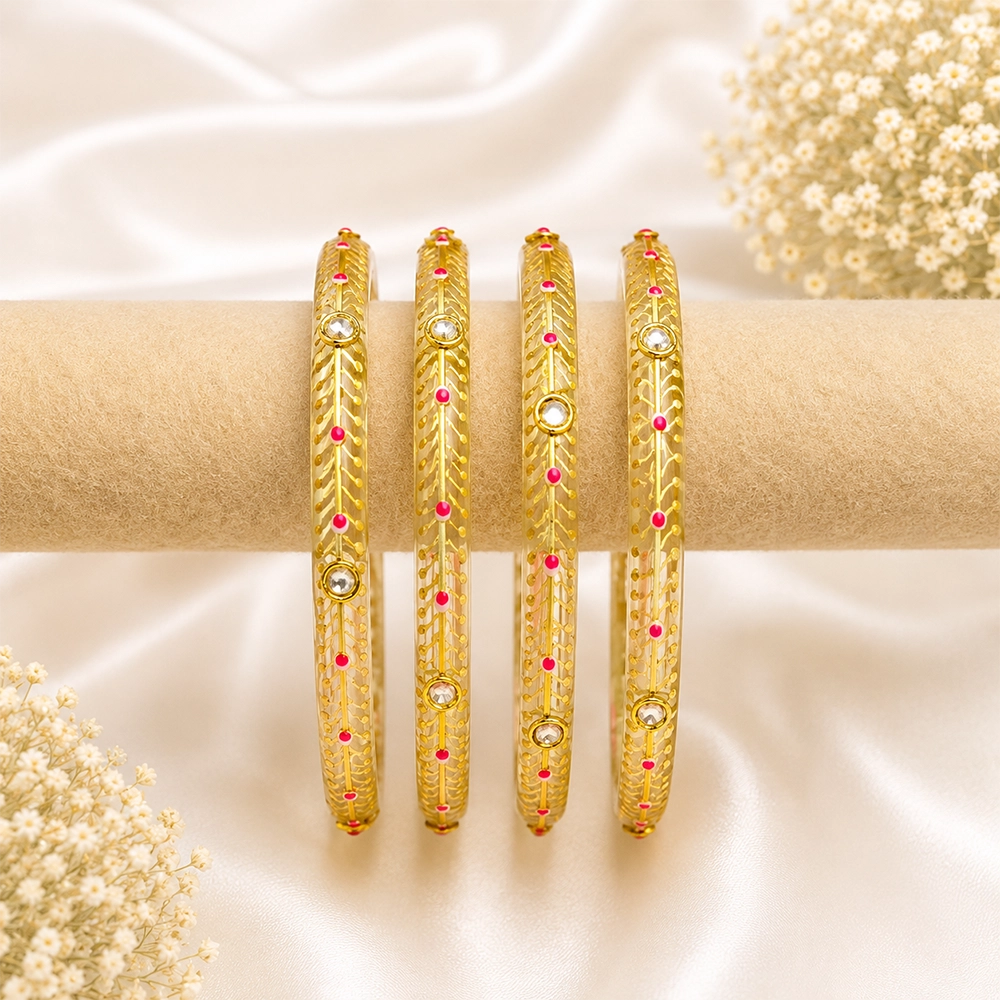 Kundan With Golden Line Glass Kada