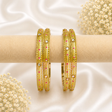 Kundan With Golden Line Glass Kada