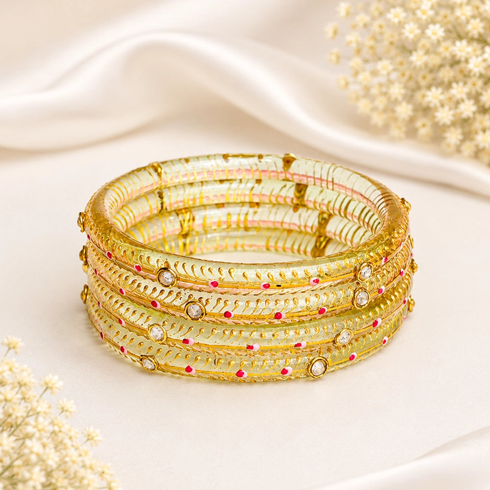 Kundan With Golden Line Glass Kada