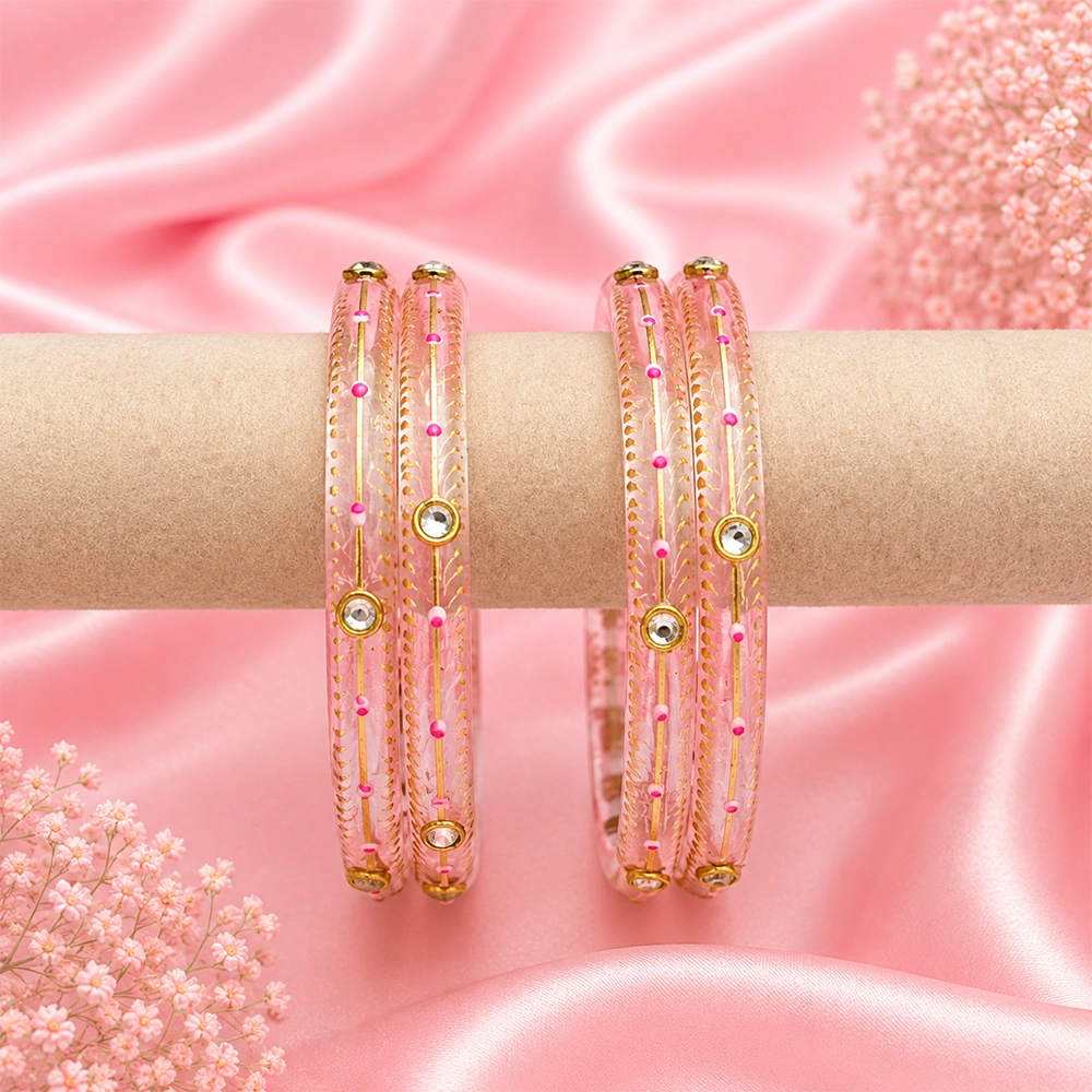 Kundan With Golden Line Glass Kada
