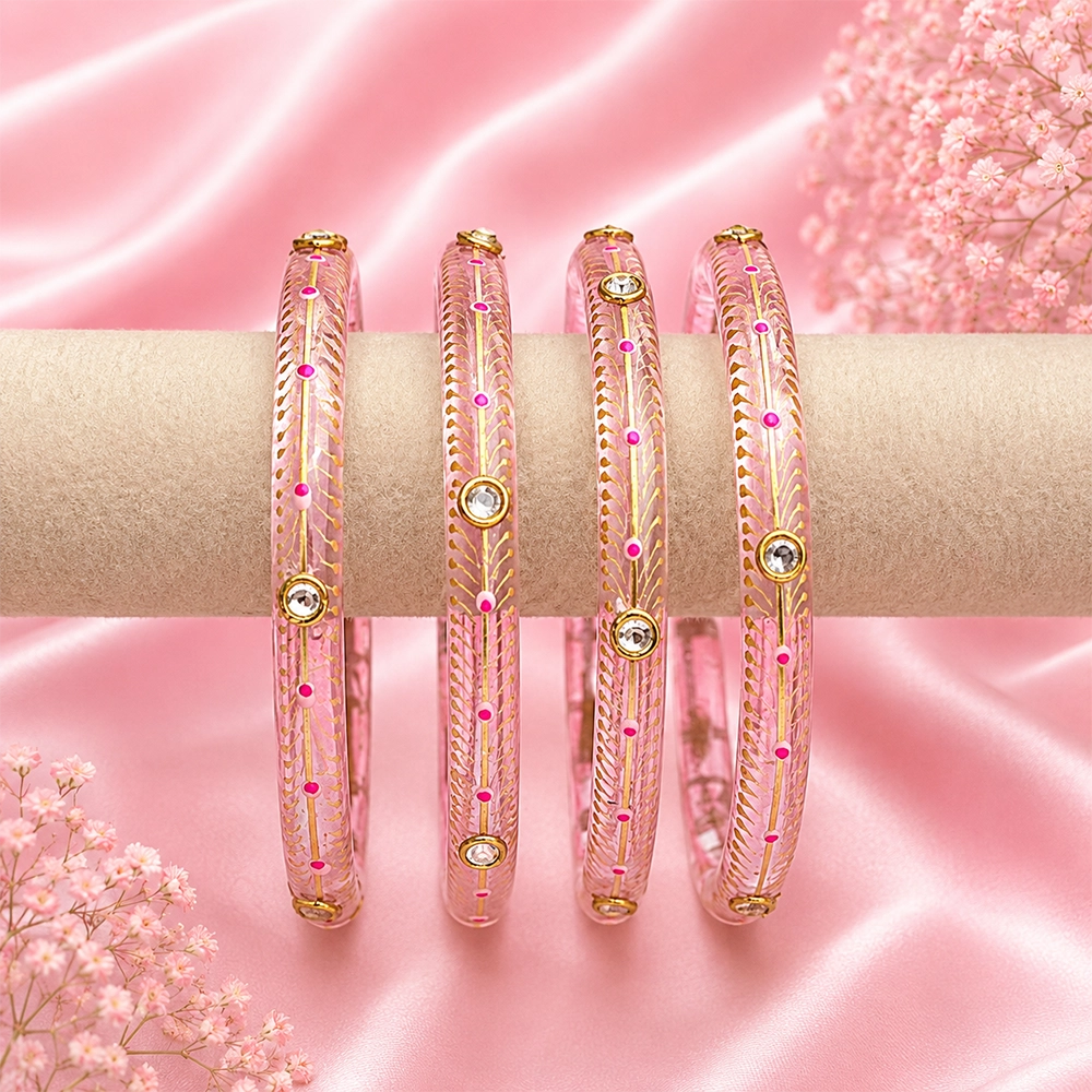 Kundan With Golden Line Glass Kada
