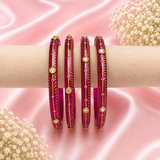 Kundan With Golden Line Glass Kada