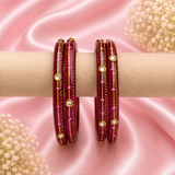 Kundan With Golden Line Glass Kada
