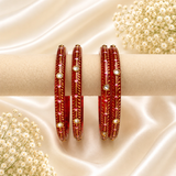 Kundan With Golden Line Glass Kada