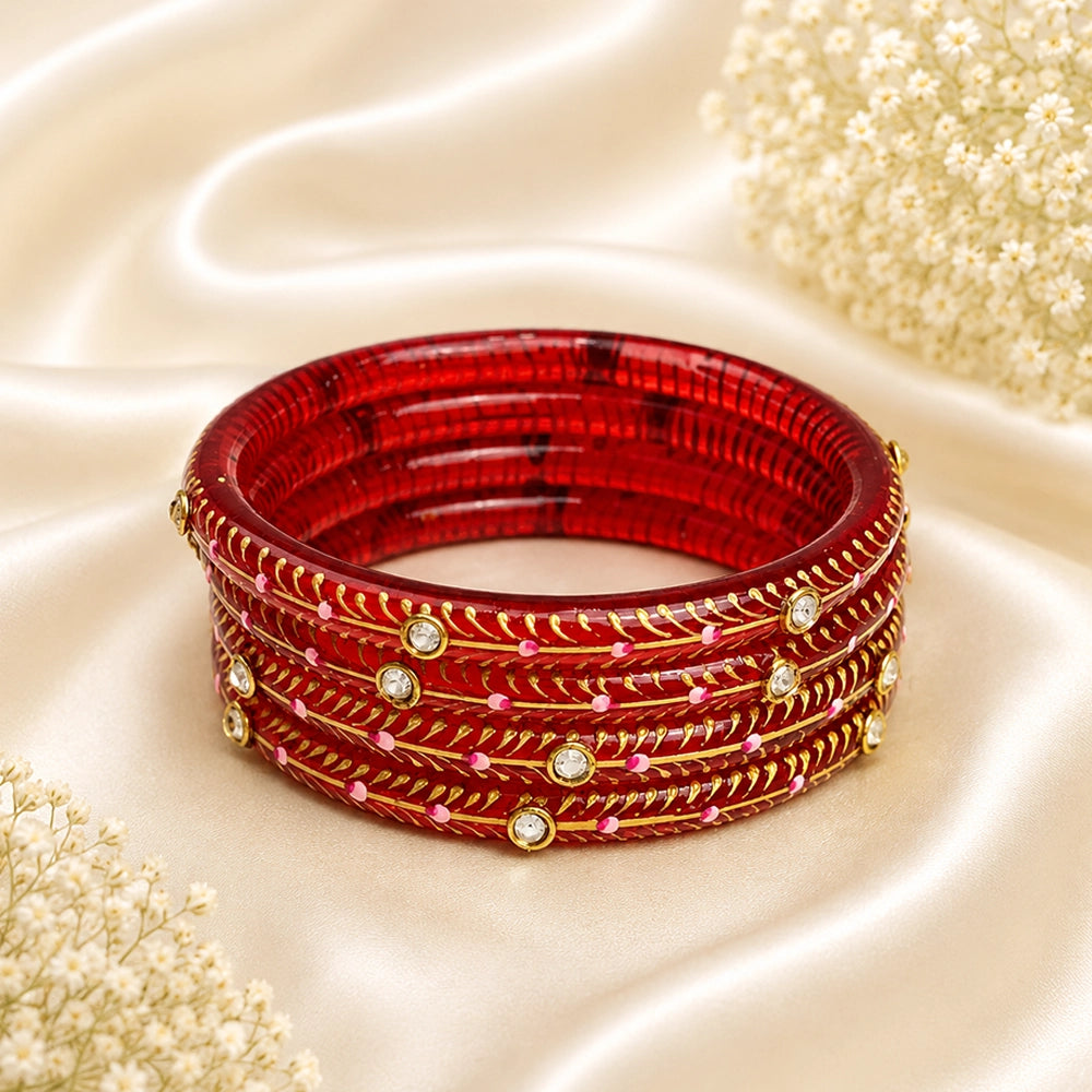 Kundan With Golden Line Glass Kada