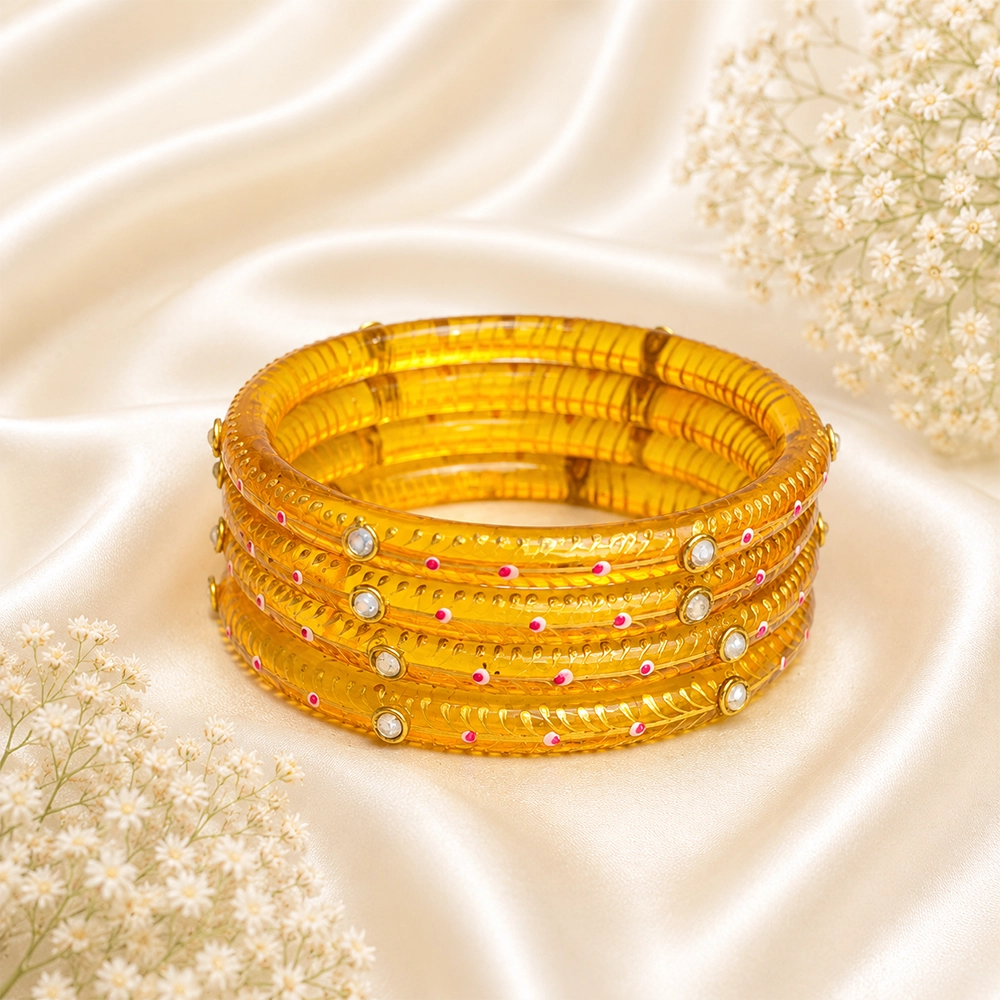 Kundan With Golden Line Glass Kada