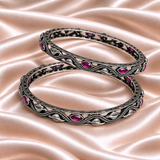 Leaf Design Oxidised Bangle