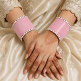 Light Baby Pink Super Soft Pola Basic Bridal Chura with Evil Eye Dot