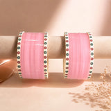 Light Baby Pink Super Soft Pola Basic Bridal Chura with Evil Eye Dot (Short)