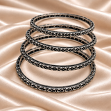 Linked Loop Oxidised Bangles
