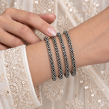 Linked Loop Oxidised Bangles