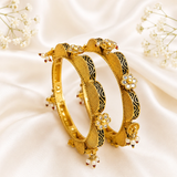 Meenakari And Hanging Pearl Accent Kada