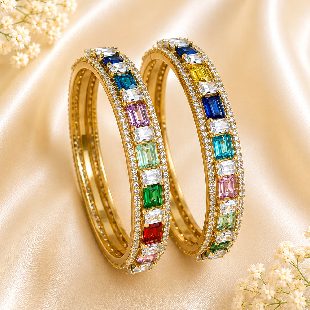 Multicolor baguette cut AD kada
