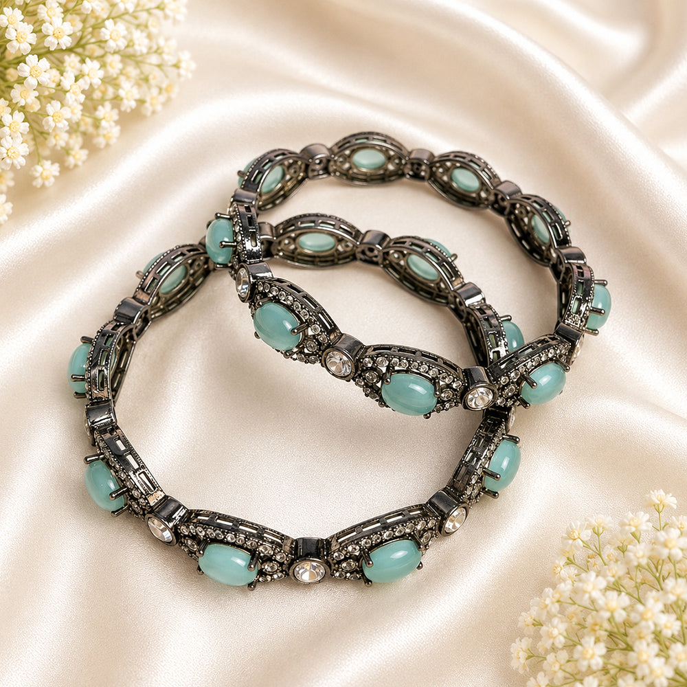 Oval-cut stone victorian plated AD kada