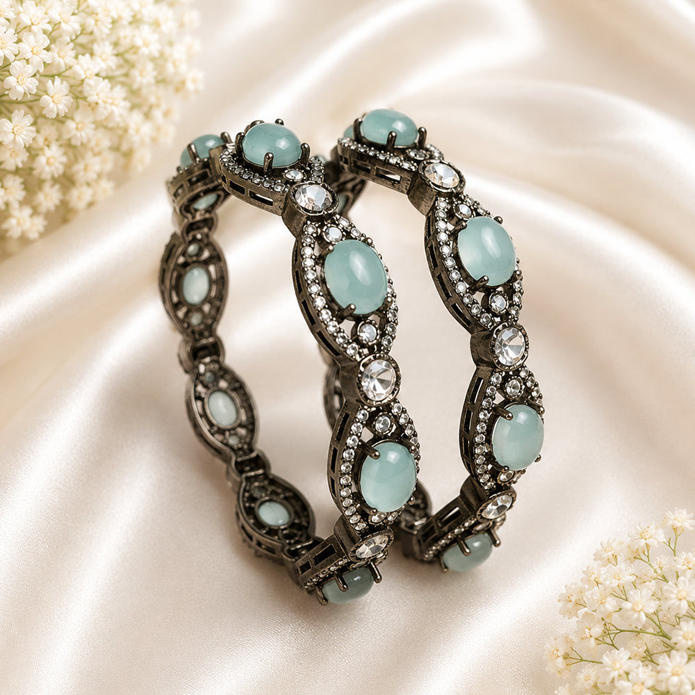 Oval-cut stone victorian plated AD kada