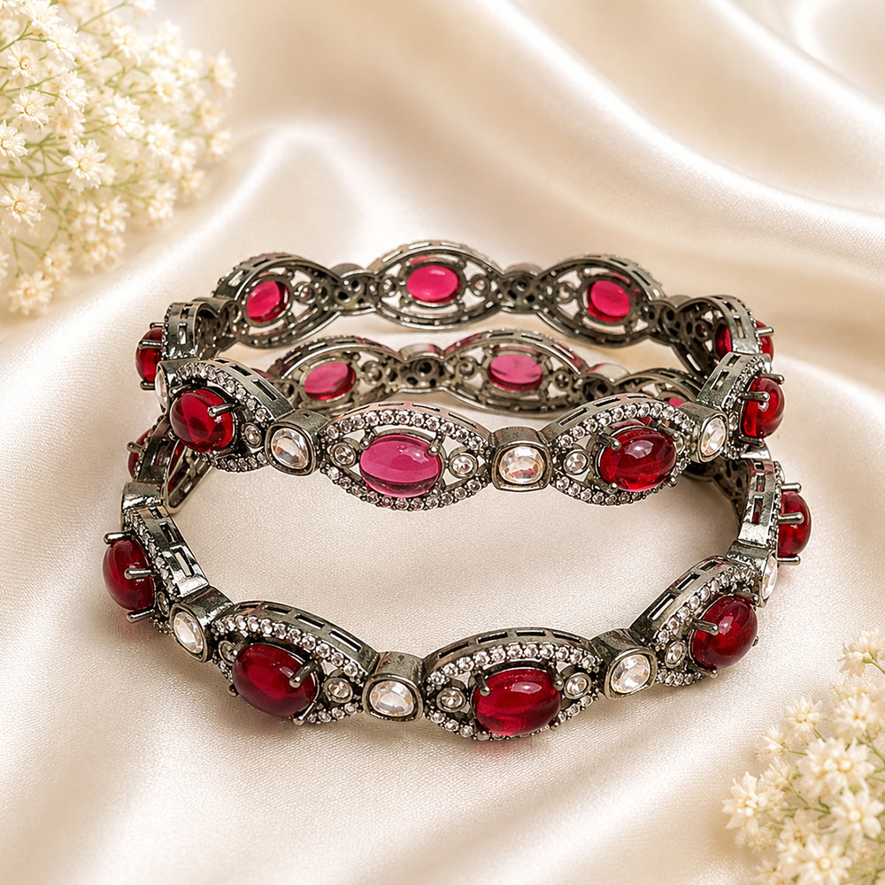 Oval-cut stone victorian plated AD kada