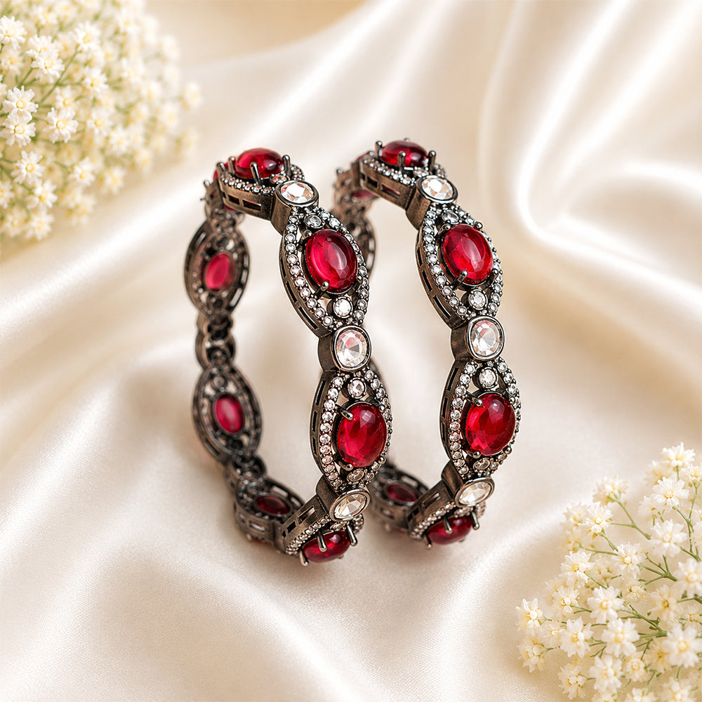 Oval-cut stone victorian plated AD kada