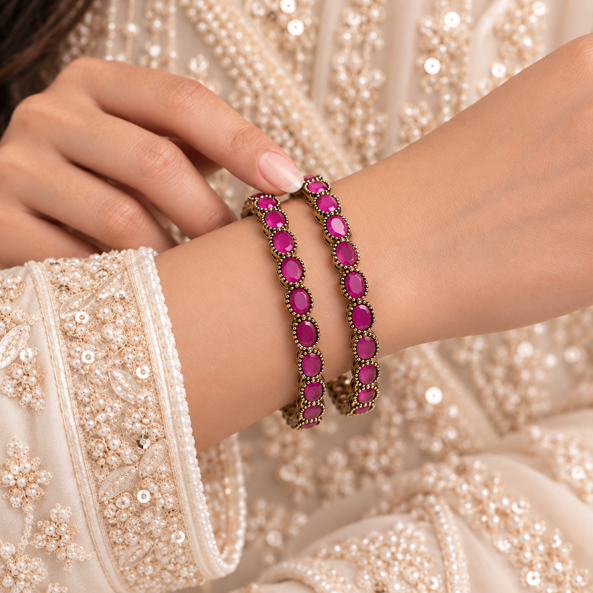 Oval Reverse Ad Stone Kada