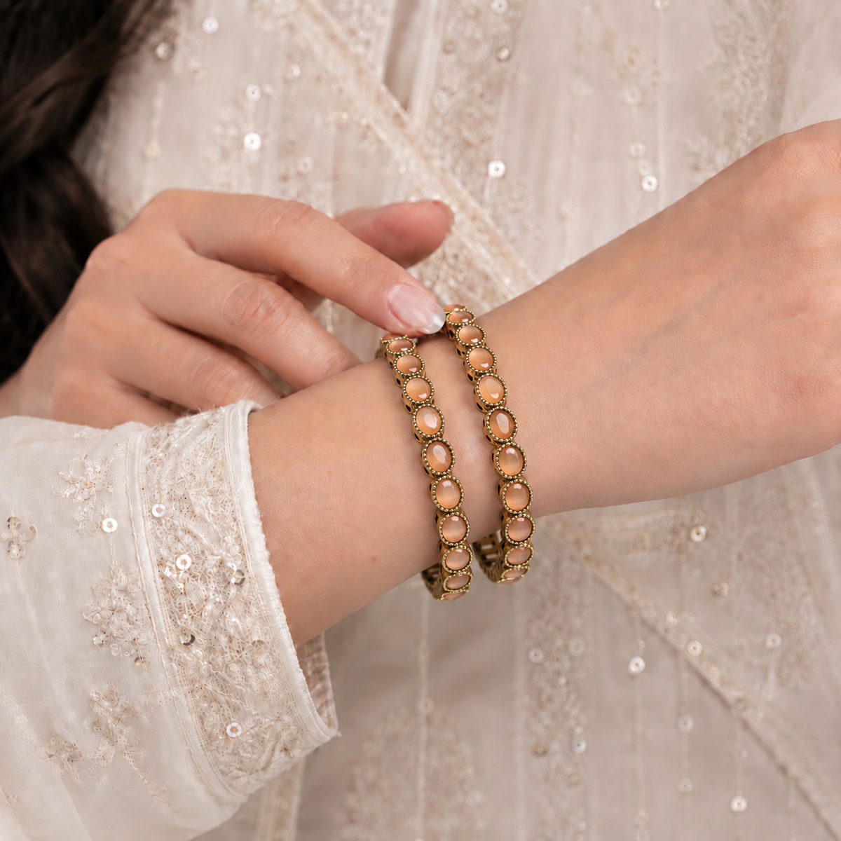 Oval Reverse Ad Stone Kada