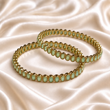 Oval Stone Line Bangles