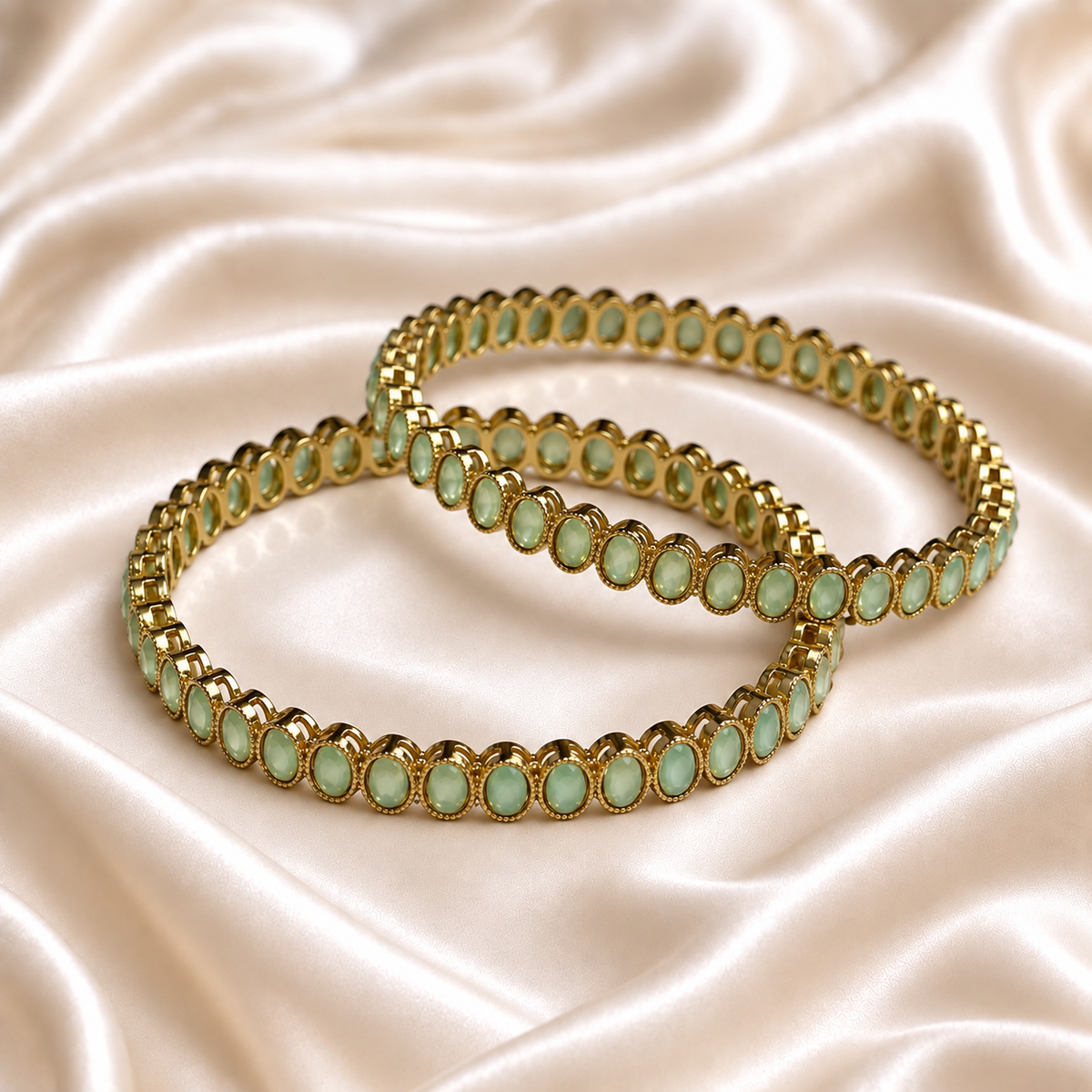 Oval Stone Line Bangles