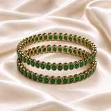Oval Stone Line Bangles