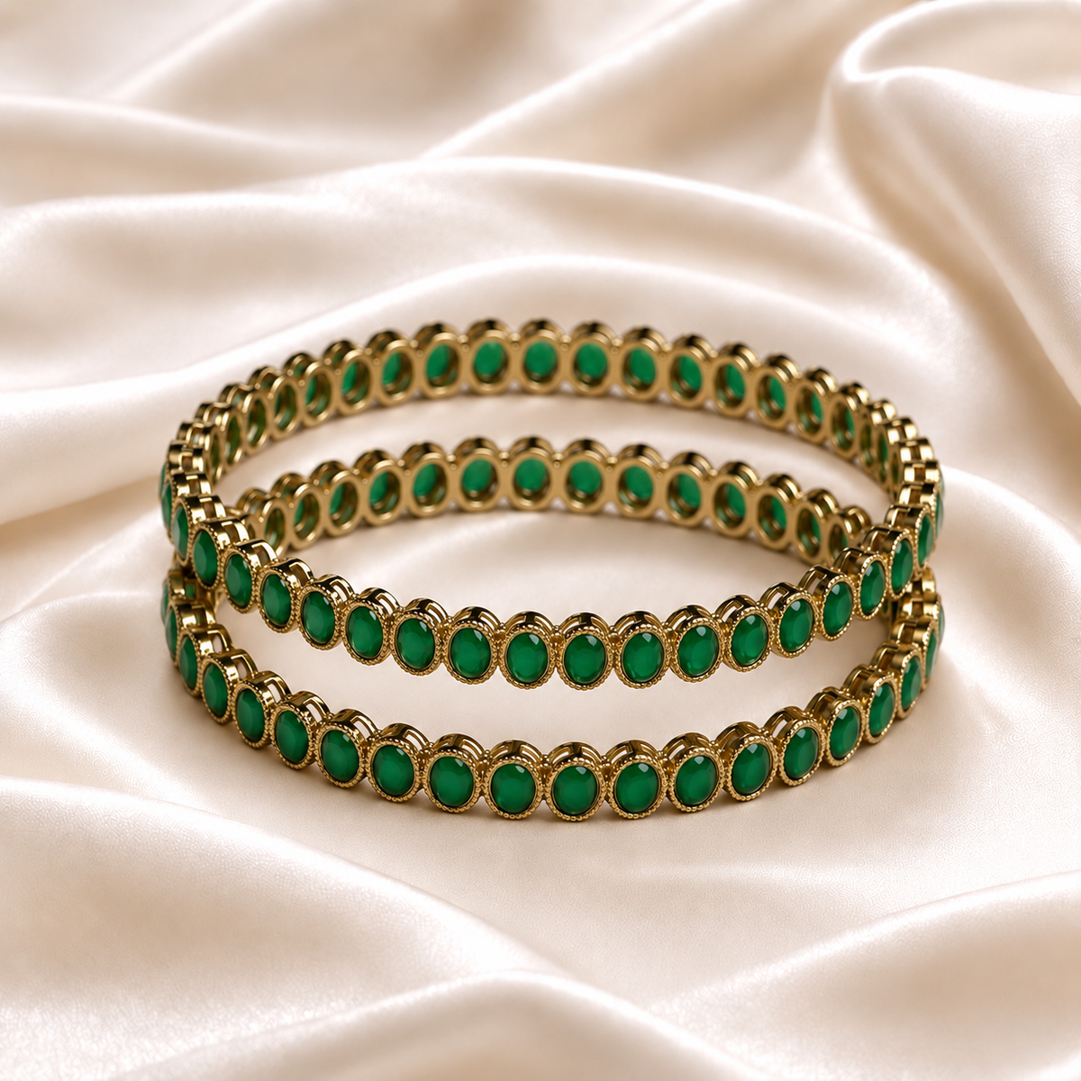 Oval Stone Line Bangles